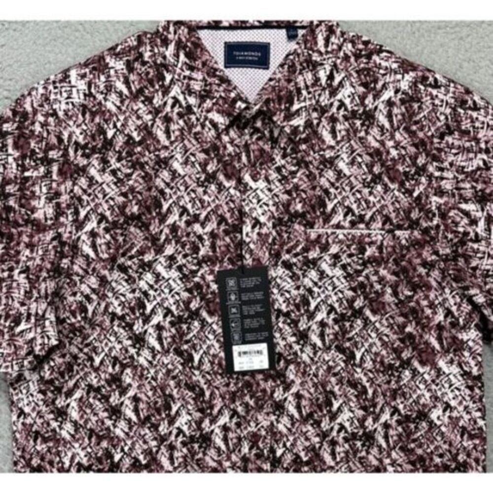 7 Diamonds 7D Shirt Mens Medium Maroon Fearless Button Down 4 Way Stretch NEW